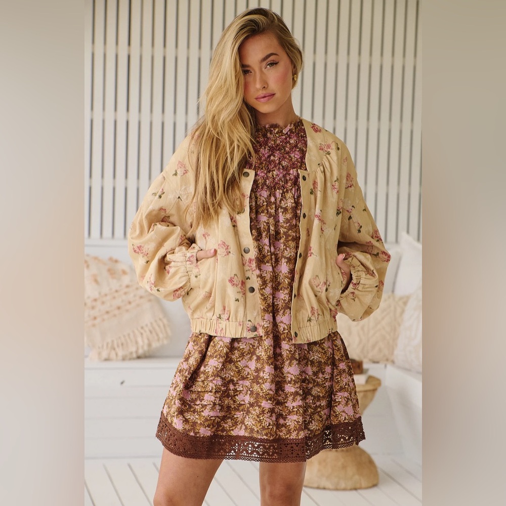 Free People Rory Floral Bomber Jacket - Picture 7 of 13